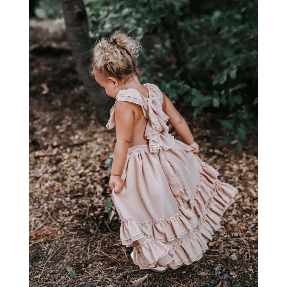 Bailey’s Blossoms - NELLIE RUFFLE MAXI DRESS - CHAMPAGNE 4T